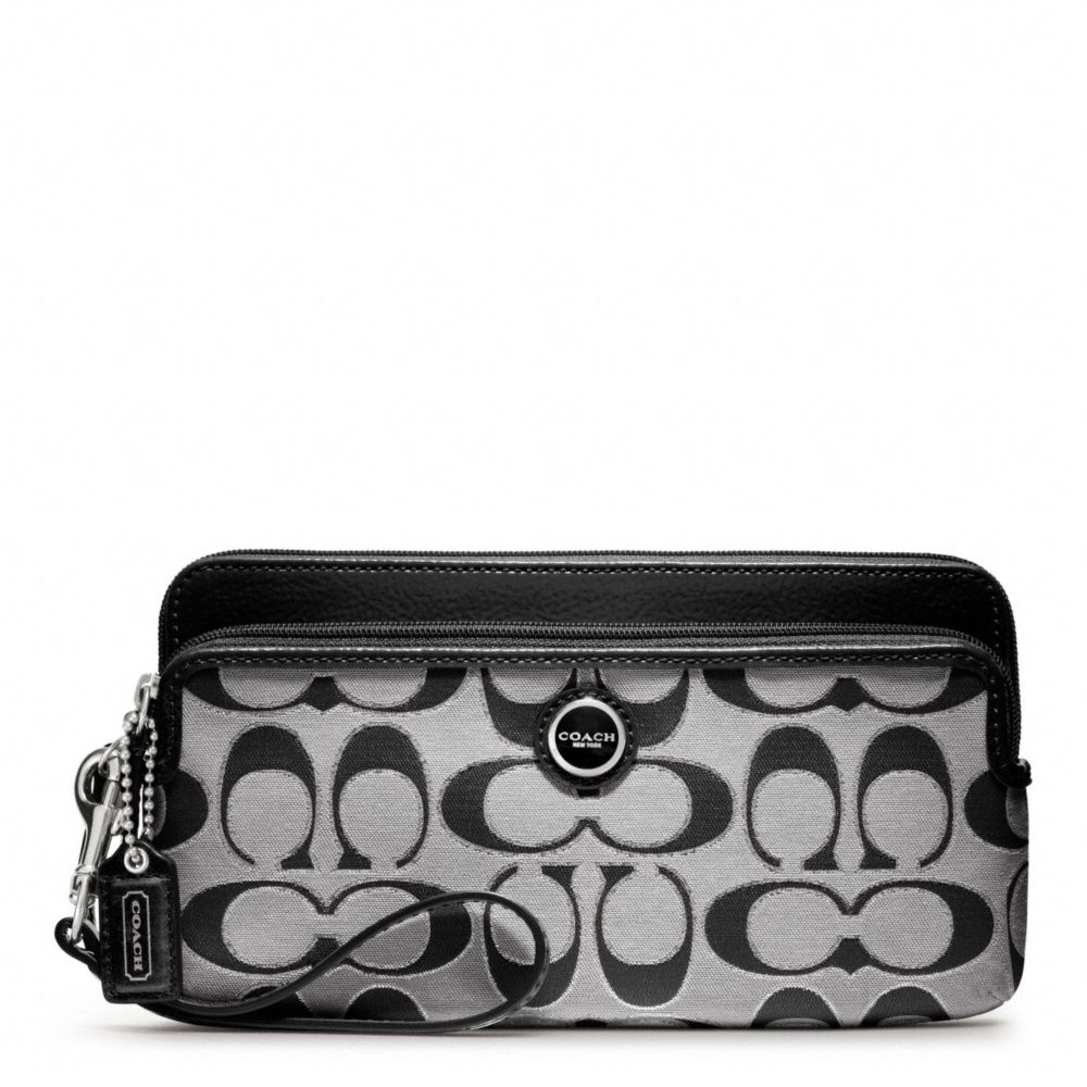 POPPY SIGNATURE SATEEN METALLIC DOUBLE ZIP WALLET