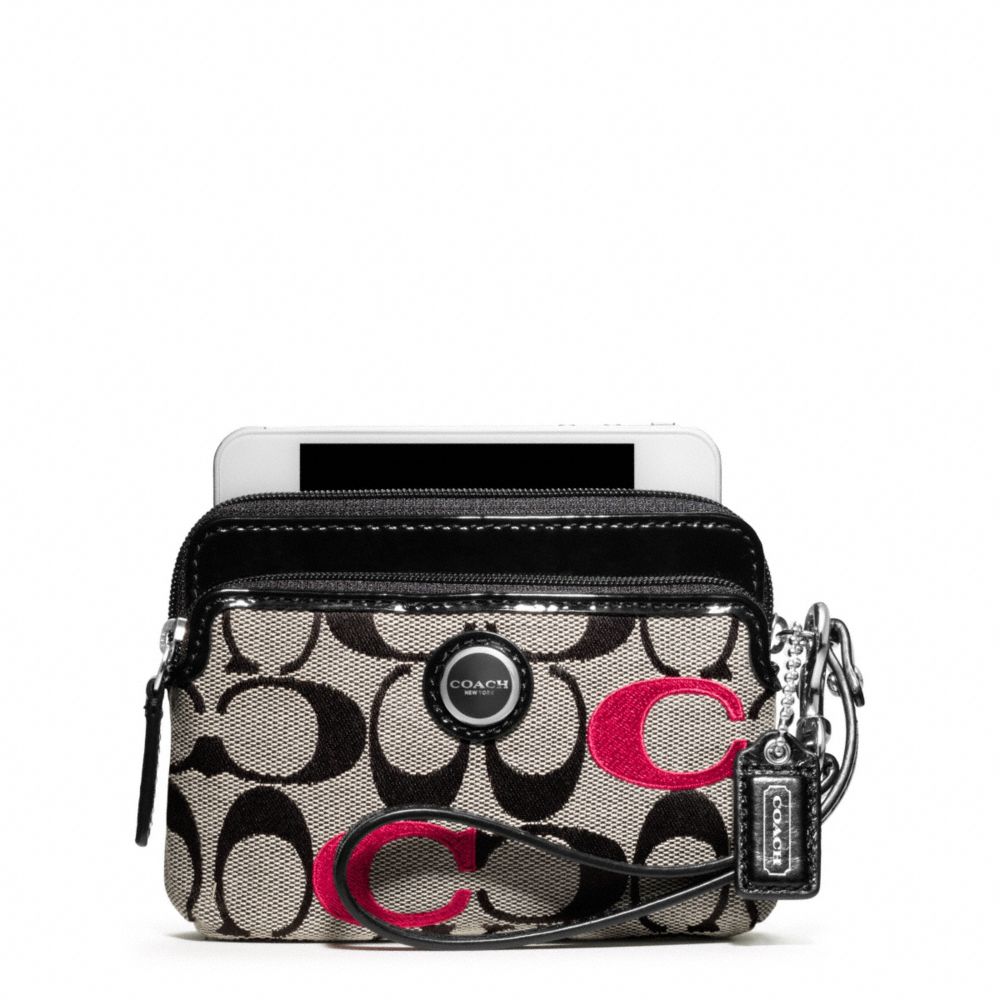 POPPY EMBROIDERED SIGNATURE DOUBLE ZIP WRISTLET