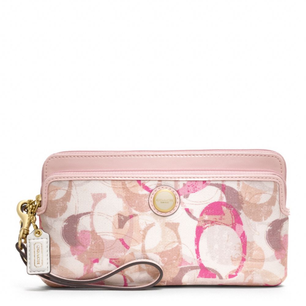 POPPY STAMPED C DOUBLE ZIP WALLET