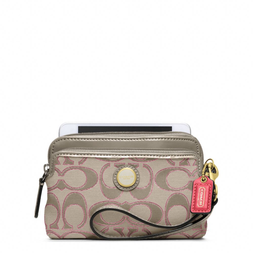 POPPY SIGNATURE SATEEN METALLIC DOUBLE ZIP WRISTLET
