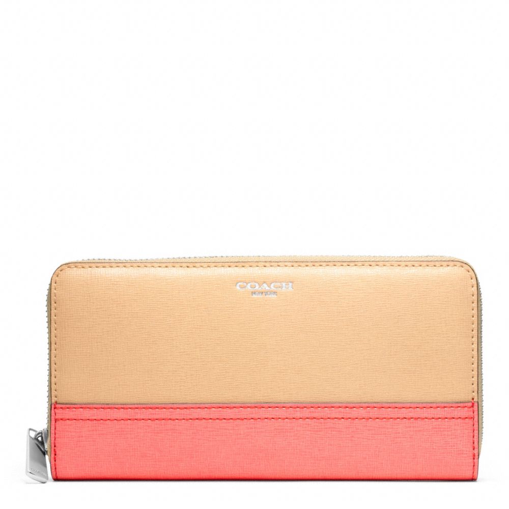 SAFFIANO COLORBLOCK LEATHER ACCORDION ZIP