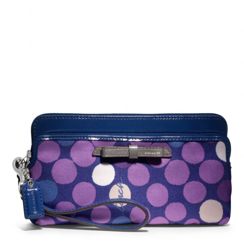 POPPY WATERCOLOR DOT DOUBLE ZIP WALLET