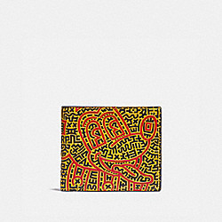 COACH DISNEY MICKEY MOUSE X KEITH HARING DOUBLE BILLFOLD WALLET - BLACK MULTI. - 5221