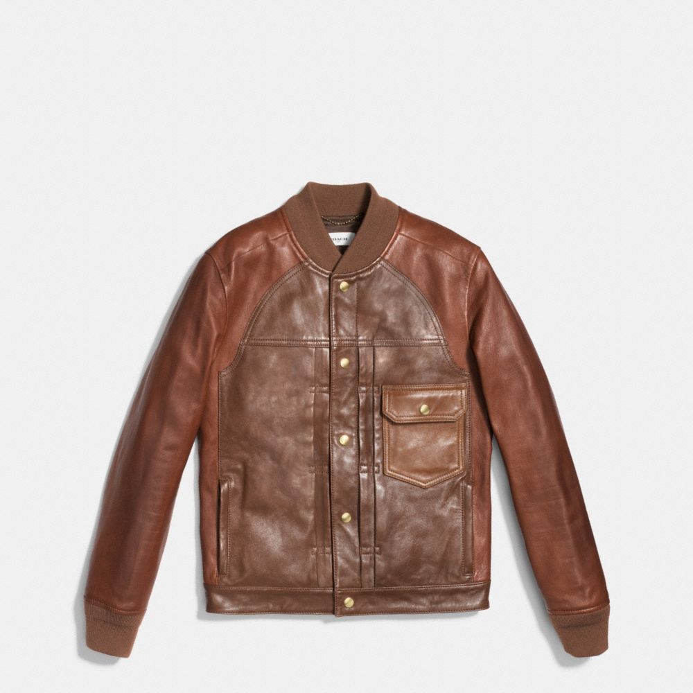 COACH Patched Leather Varsity Jacket