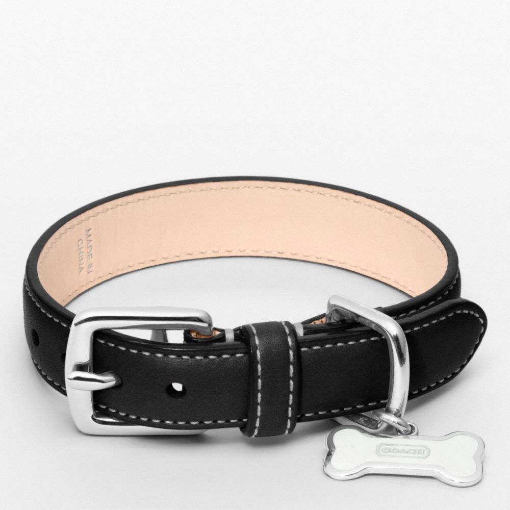 LEATHER COLLAR WITH BONE CHARM