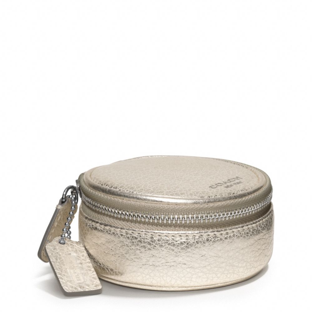 LEGACY METALLIC LEATHER ROUND JEWELRY CASE