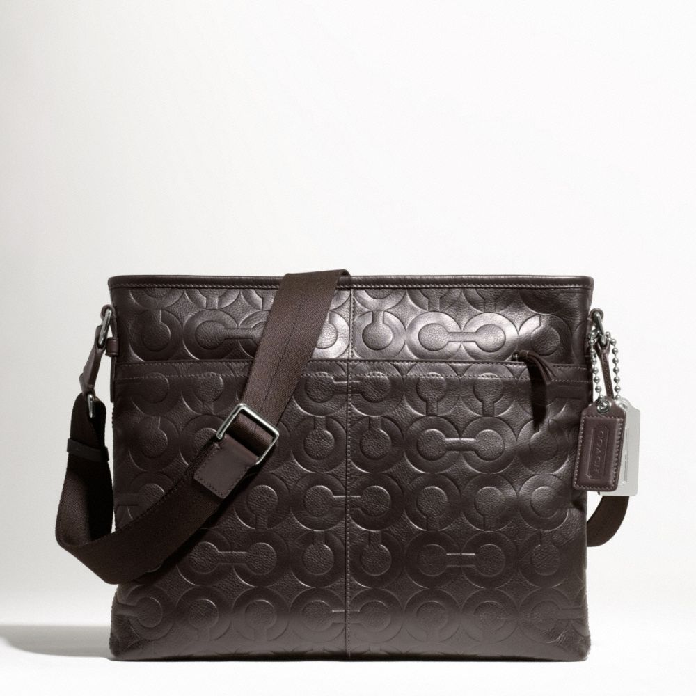 COACH OP ART LEATHER FLAT CROSSBODY SATCHEL $298.00