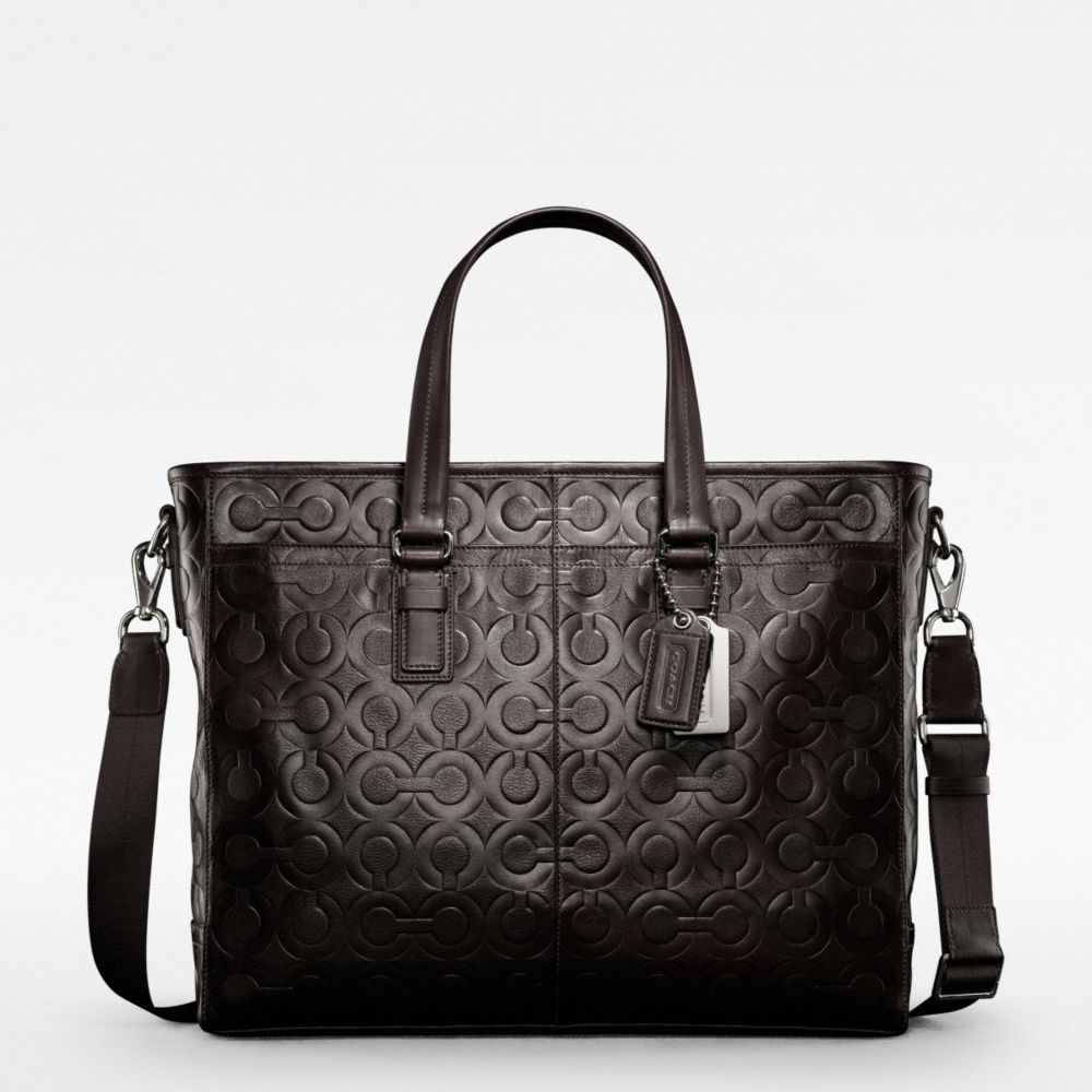 COACH OP ART LEATHER MEDIUM BUSINESS TOTE $498.00