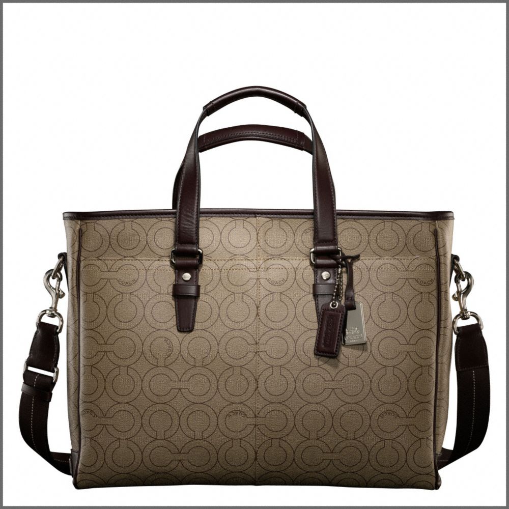 COACH OP ART COATED CANVAS MEDIUM BUSINESS TOTE $298.00
