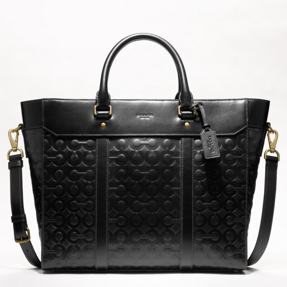 CROSBY LEATHER LOGO BUSINESS TOTE
