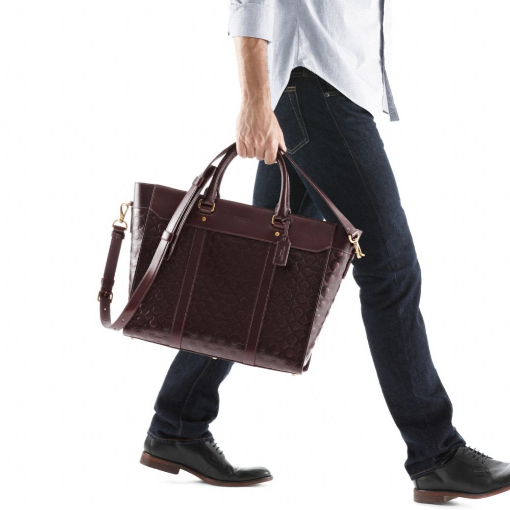 CROSBY LEATHER LOGO BUSINESS TOTE