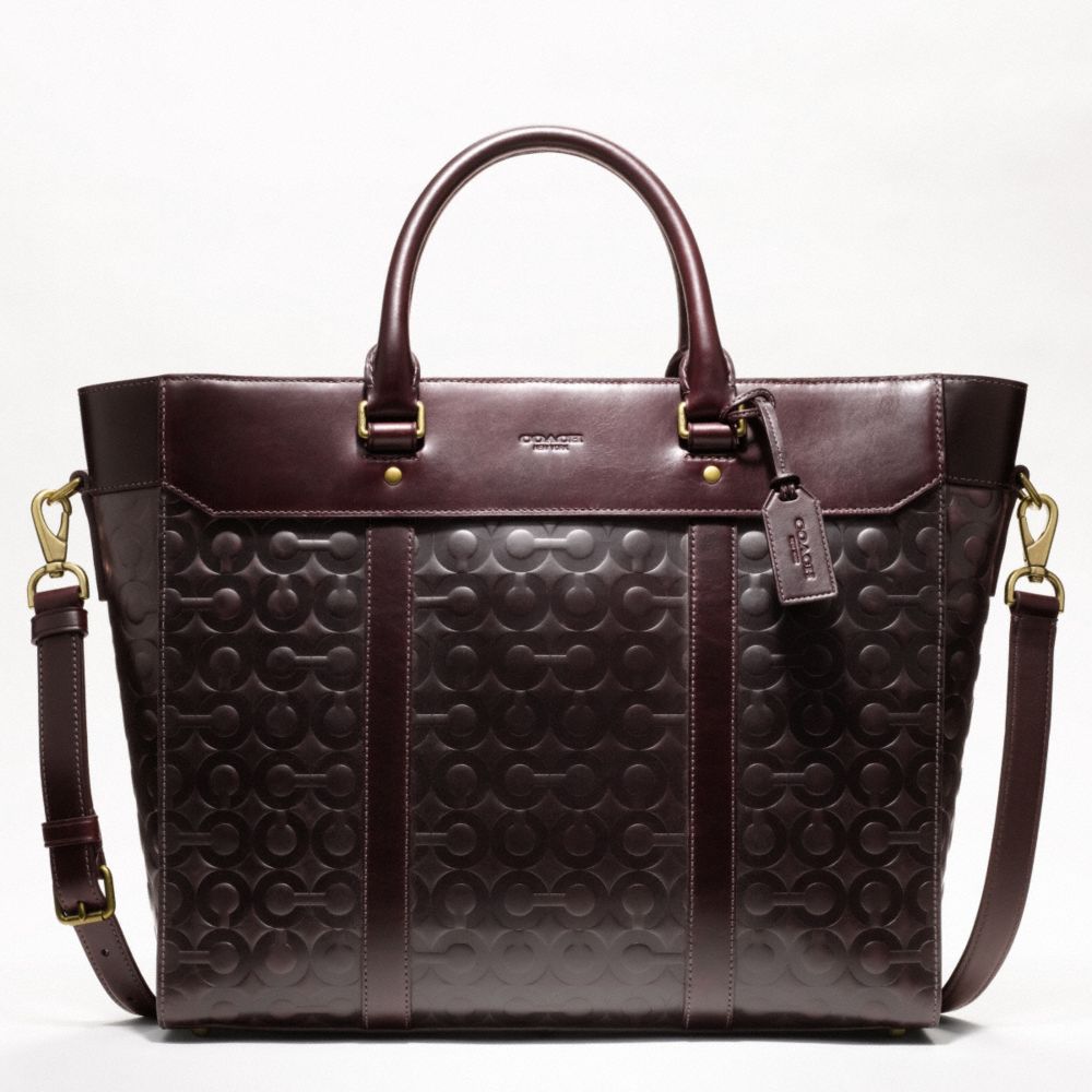CROSBY LEATHER LOGO BUSINESS TOTE