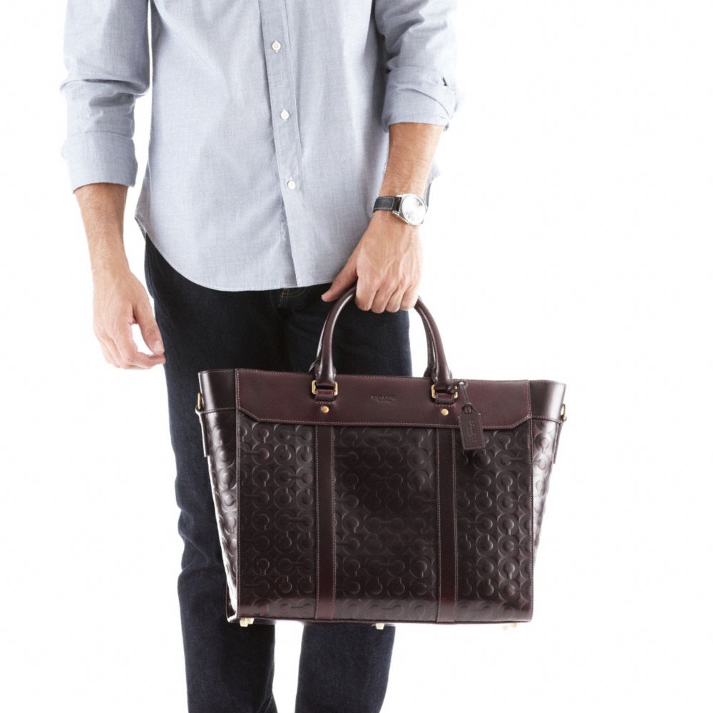 CROSBY LEATHER LOGO BUSINESS TOTE