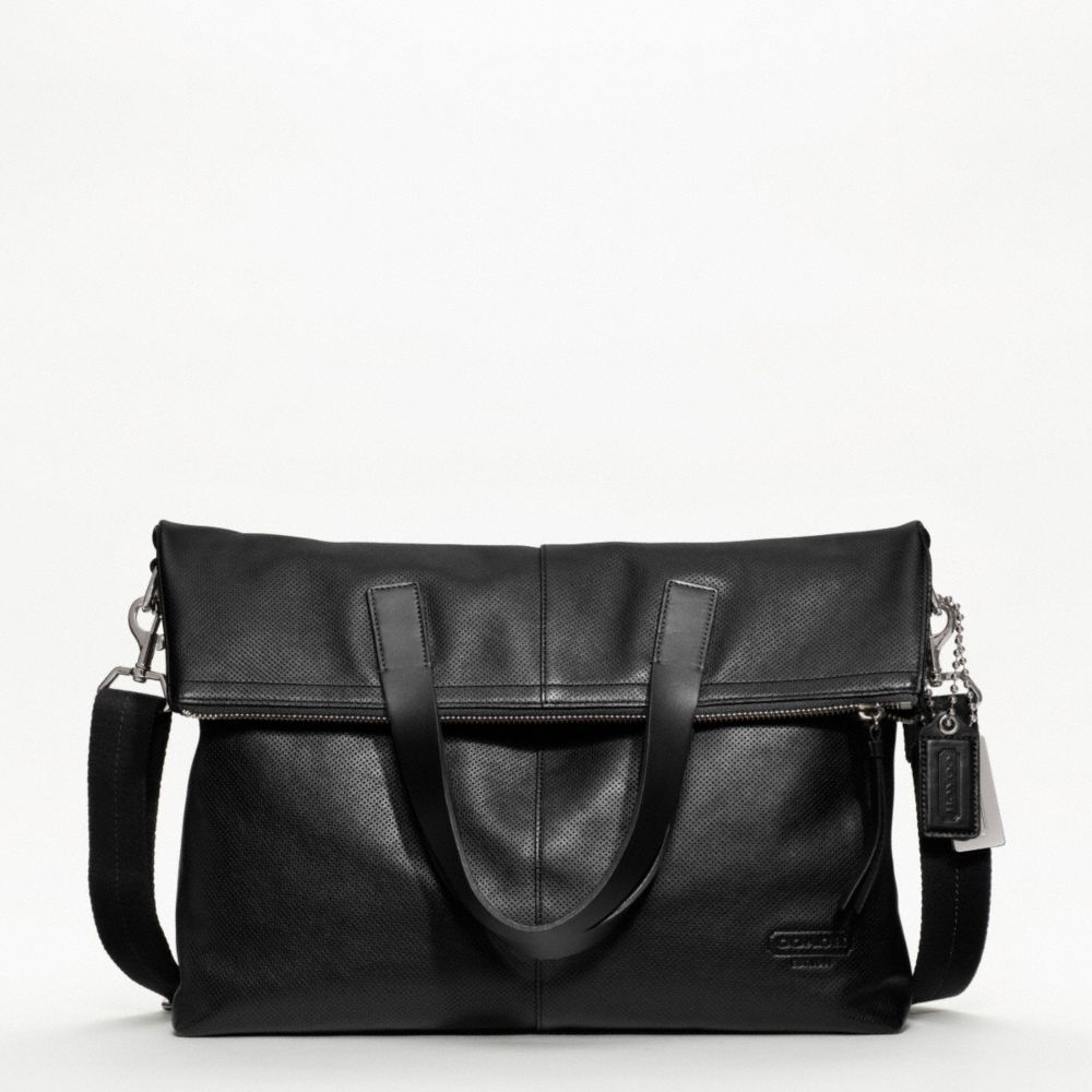 THOMPSON LEATHER PERFORATED FOLDOVER TOTE