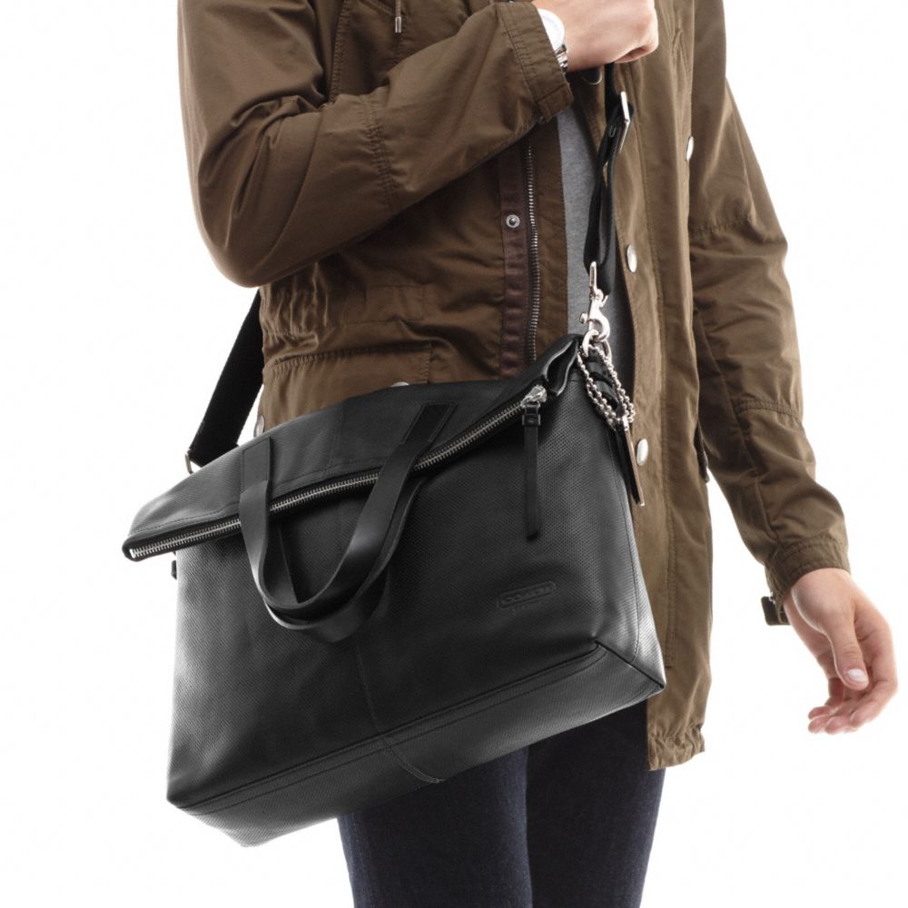 THOMPSON LEATHER PERFORATED FOLDOVER TOTE