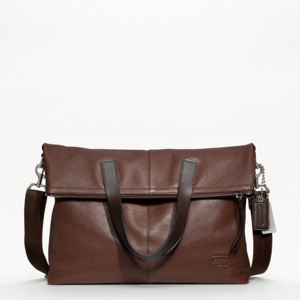 THOMPSON LEATHER PERFORATED FOLDOVER TOTE