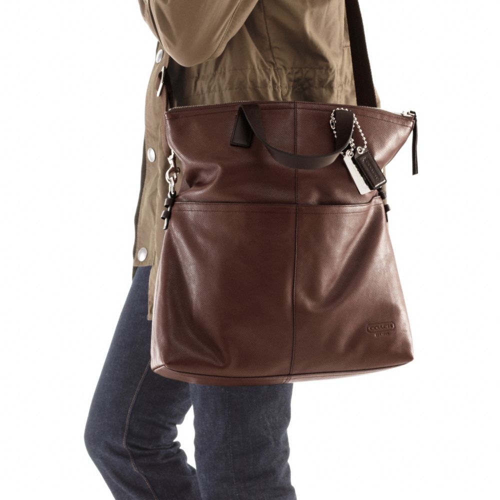 THOMPSON LEATHER PERFORATED FOLDOVER TOTE