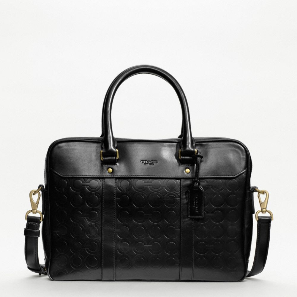 CROSBY LEATHER LOGO ZIP TOP BRIEF