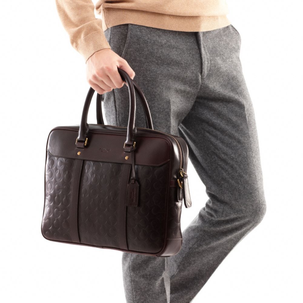 CROSBY LEATHER LOGO ZIP TOP BRIEF
