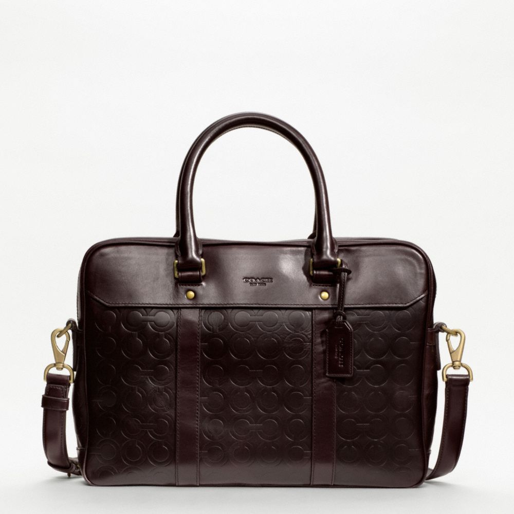 CROSBY LEATHER LOGO ZIP TOP BRIEF