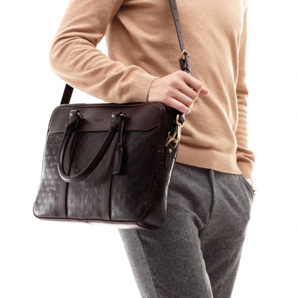 CROSBY LEATHER LOGO ZIP TOP BRIEF