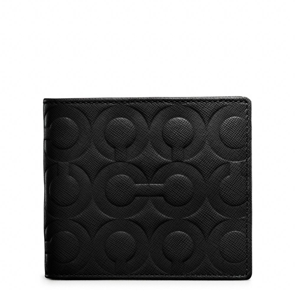OP ART EMBOSSED LEATHER DOUBLE BILLFOLD WALLET