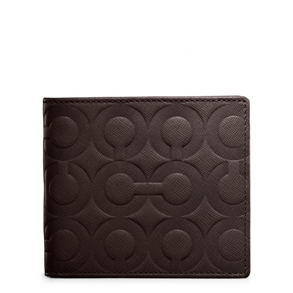 OP ART EMBOSSED LEATHER DOUBLE BILLFOLD WALLET