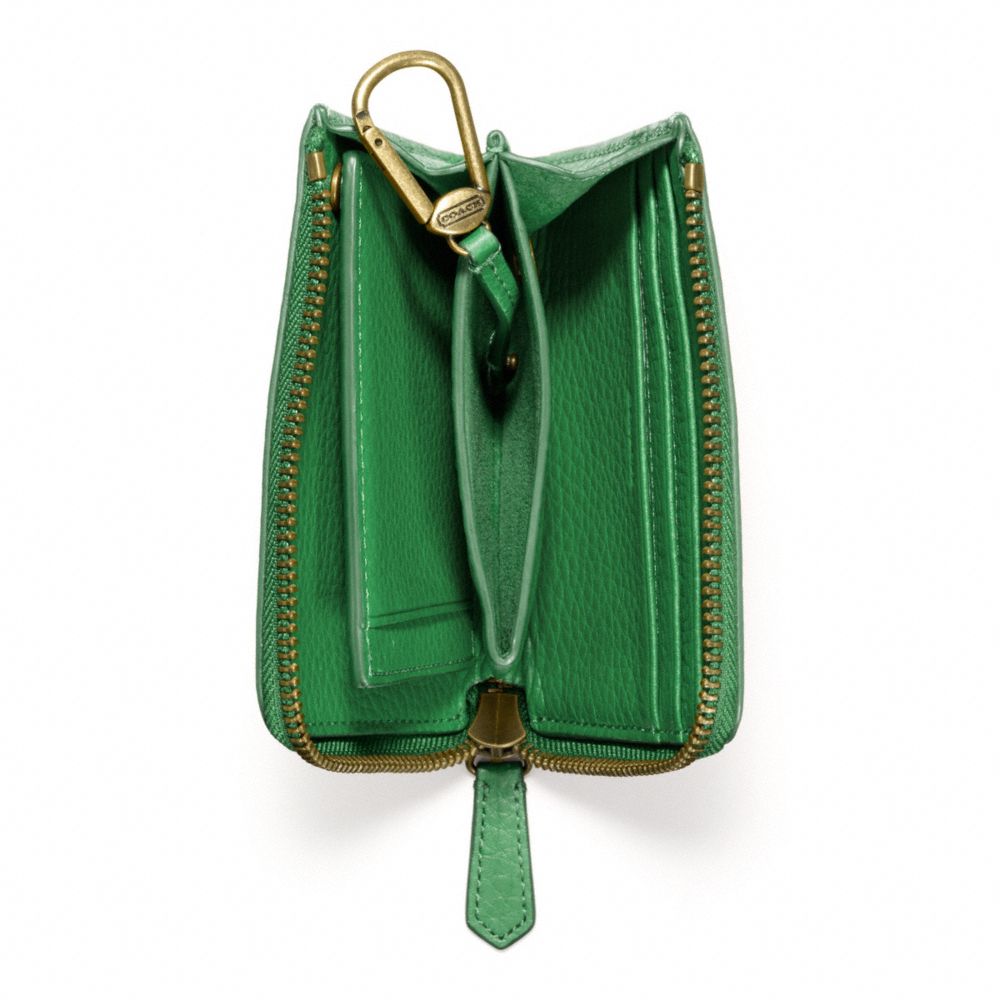 BLEECKER PEBBLED LEATHER HALF ZIP WALLET
