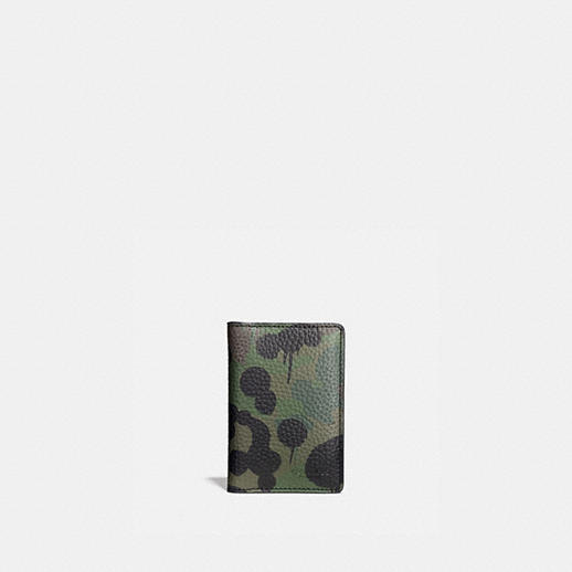 COACH Mens Wallets | Card Wallet In Wild Beast Camo Print Pebble Leather