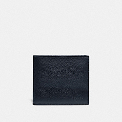 COACH DOUBLE BILLFOLD WALLET WITH SIGNATURE CANVAS BLOCKING - MIDNIGHT/CHARCOAL - 76311