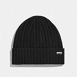COACH Cashmere Seed Stitch Knit Hat - BLACK - 78288