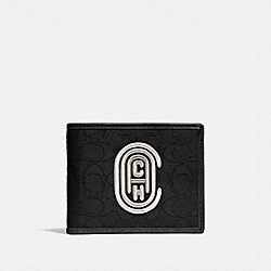 COACH Double Billfold Wallet In Signature Jacquard With Coach Patch - BLACK/CHALK - 78338