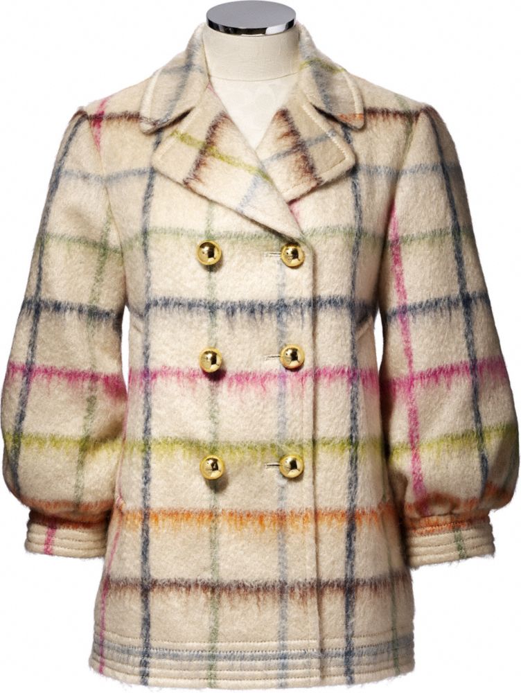 Coach Official Site - WOMENS TATTERSALL PEACOAT from coach.com