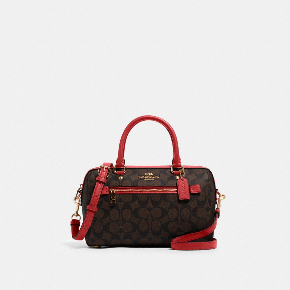 COACH Rowan Satchel In Signature Canvas - GOLD/BROWN 1941 RED - 83607
