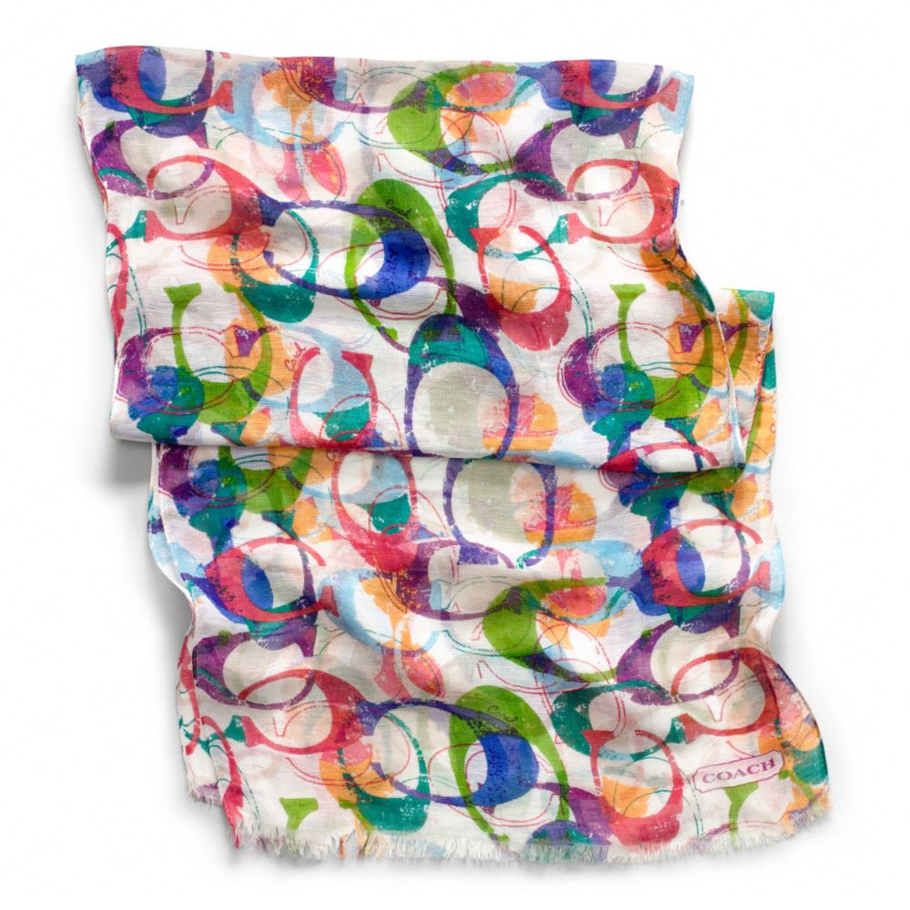 Poppy Stamped C Oblong Scarf