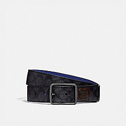 COACH HARNESS BUCKLE CUT-TO-SIZE REVERSIBLE BELT WITH COACH PATCH, 38MM - CHARCOAL/SPORT BLUE - 88138