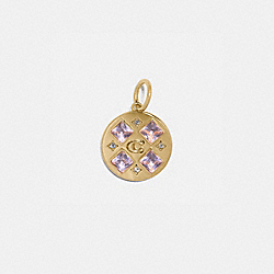 COACH COLLECTIBLE CRYSTAL SIGNATURE DISC CHARM - GOLD/PINK - 88522