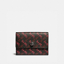 COACH POUCH WITH HORSE AND CARRIAGE PRINT - BLACK/RED - 88786