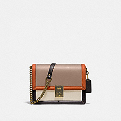 COACH Hutton Shoulder Bag In Colorblock - BRASS/TAUPE GINGER MULTI - 89070