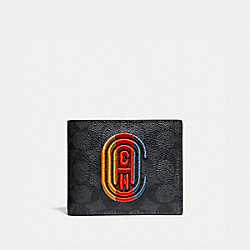 COACH 3-IN-1 WALLET IN SIGNATURE CANVAS WITH COACH PATCH - CHARCOAL SIGNATURE MULTI - 918