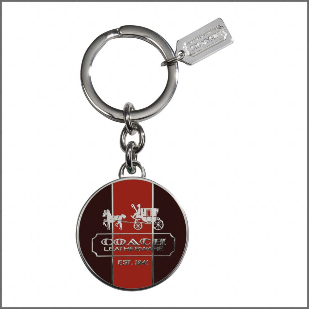 COACH HERITAGE STRIPE ROUND KEYFOB $48.00