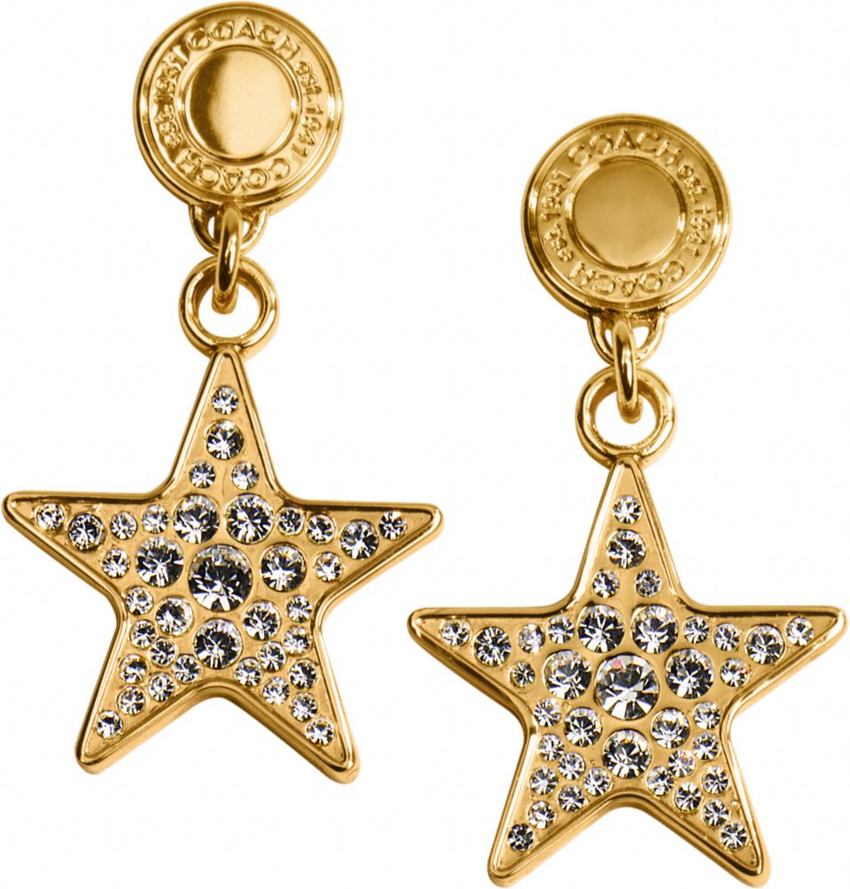 Coach Official Site - HOLIDAY PAVE STAR WITH SNAP EARRINGS from coach.com