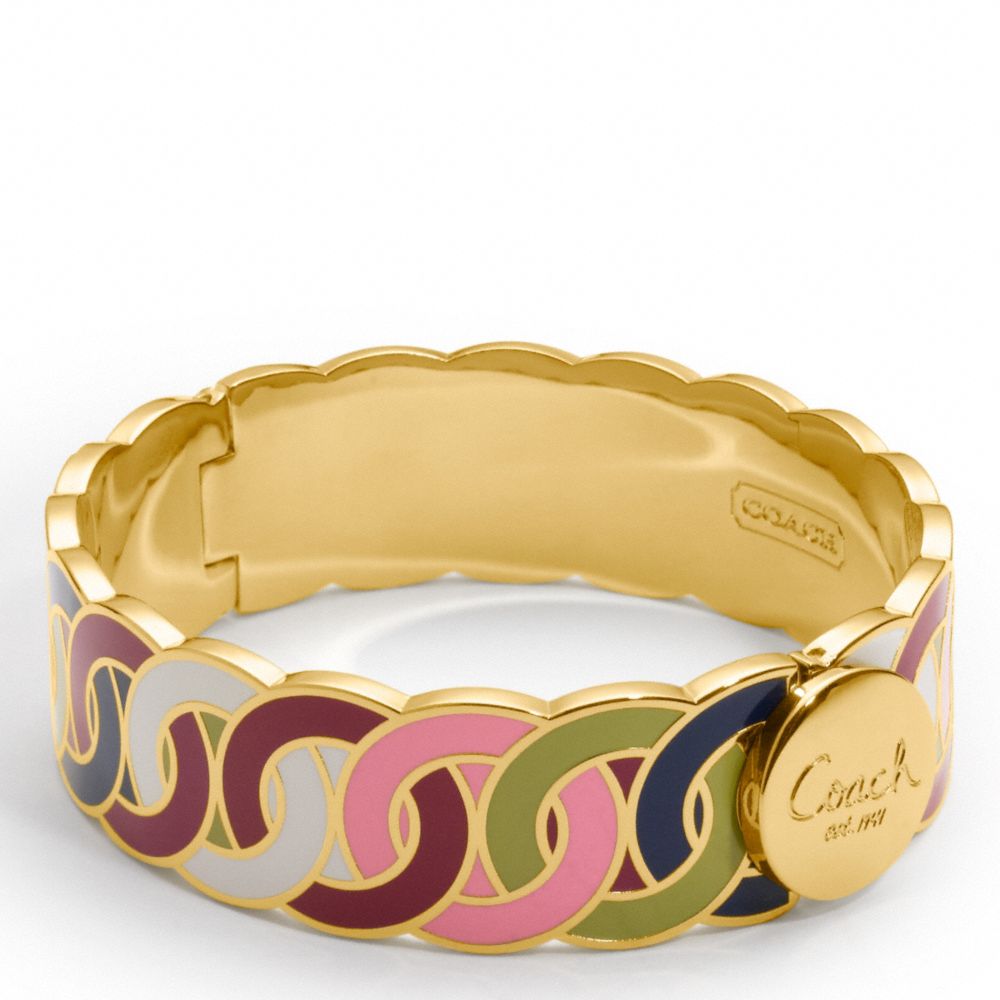 HINGED OP ART CHAIN BANGLE $148.00