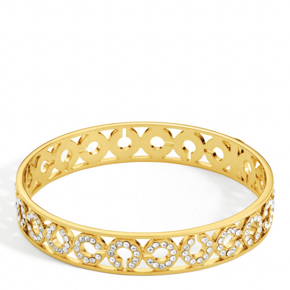 HALF INCH PIERCED OP ART PAVE BANGLE