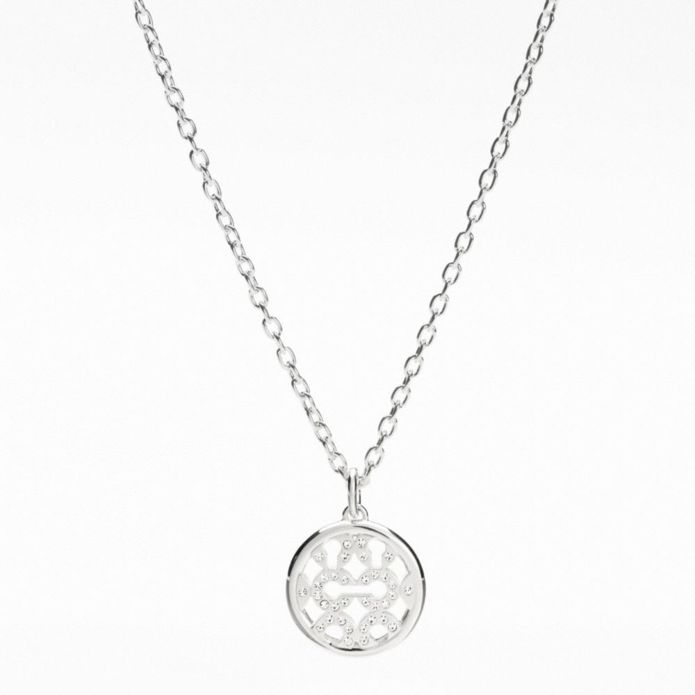 STERLING PAVE OP ART DISC NECKLACE