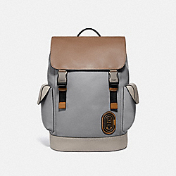 COACH RIVINGTON BACKPACK IN COLORBLOCK WITH COACH PATCH - JI/WASHED STEEL - 958