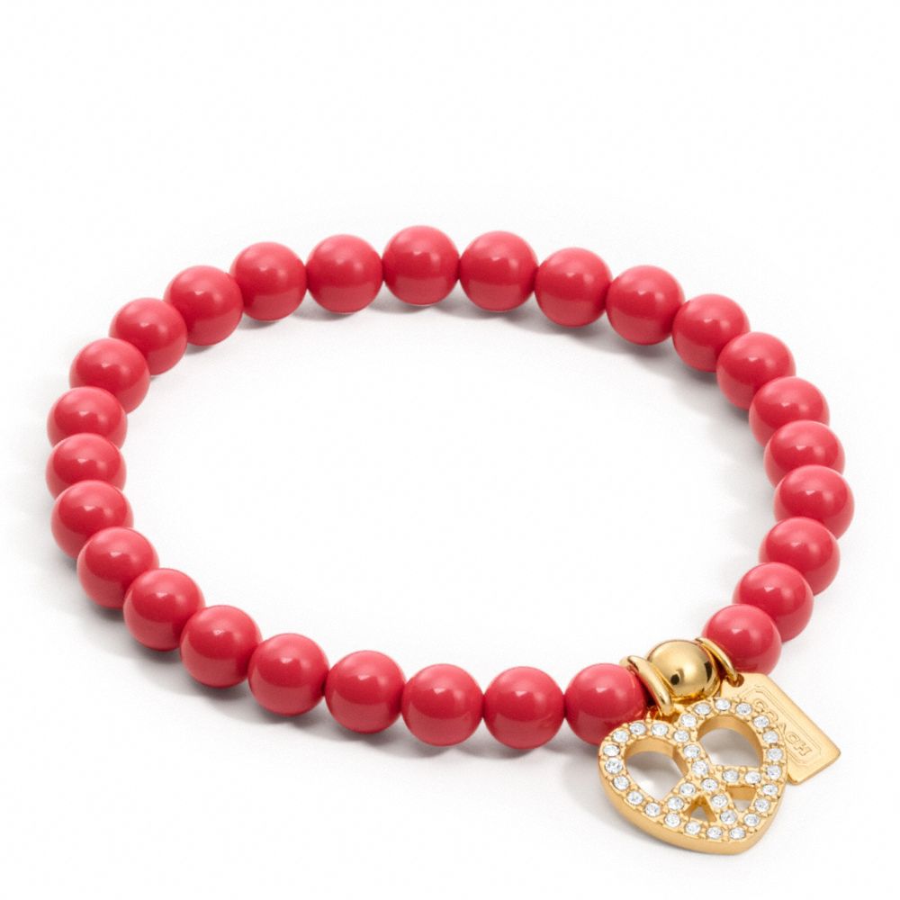 PAVE PEACE SIGN HEART MINI BEAD BRACELET