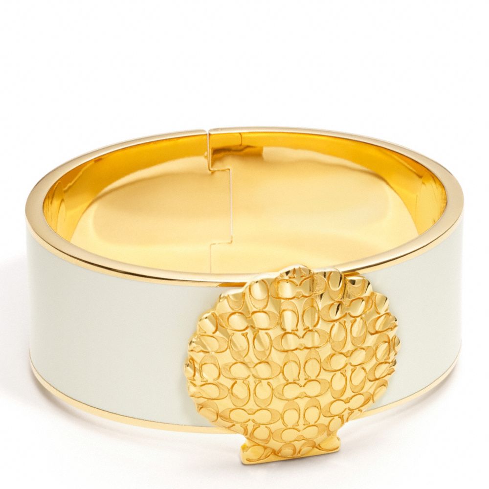 ONE INCH HINGED SIGNATURE SHELL BANGLE