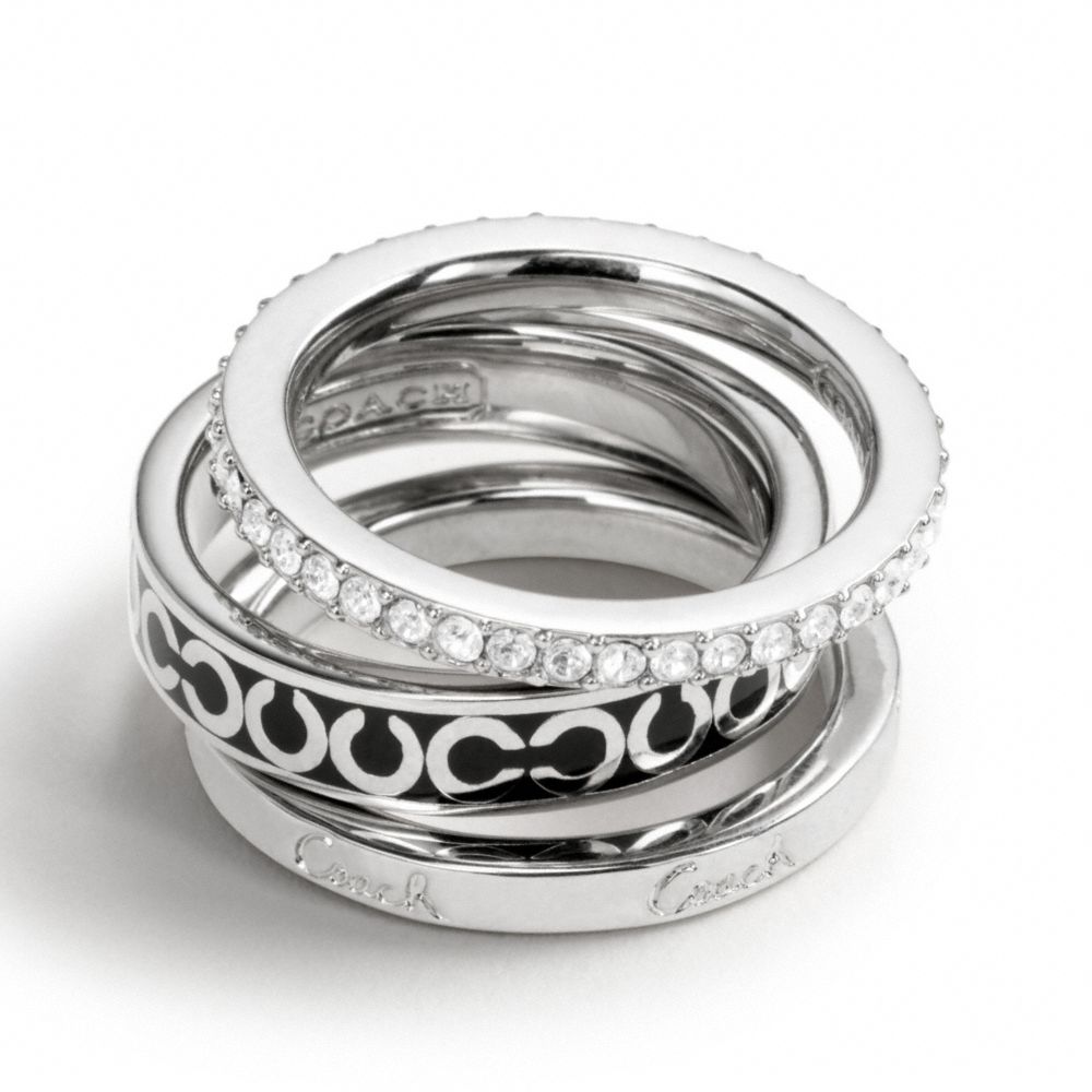 PAVE OP ART ENAMEL STACKING RING