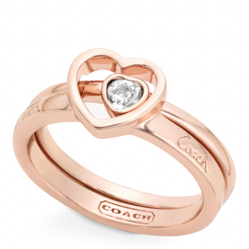 Pave Stone Heart Ring Set